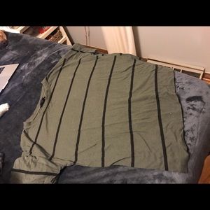 Green and black striped crop top